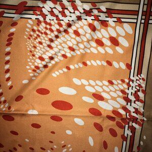 Mod Scarf French Patricia Dumont Paris Vtg 60s Orange Brown 30 in. sq.